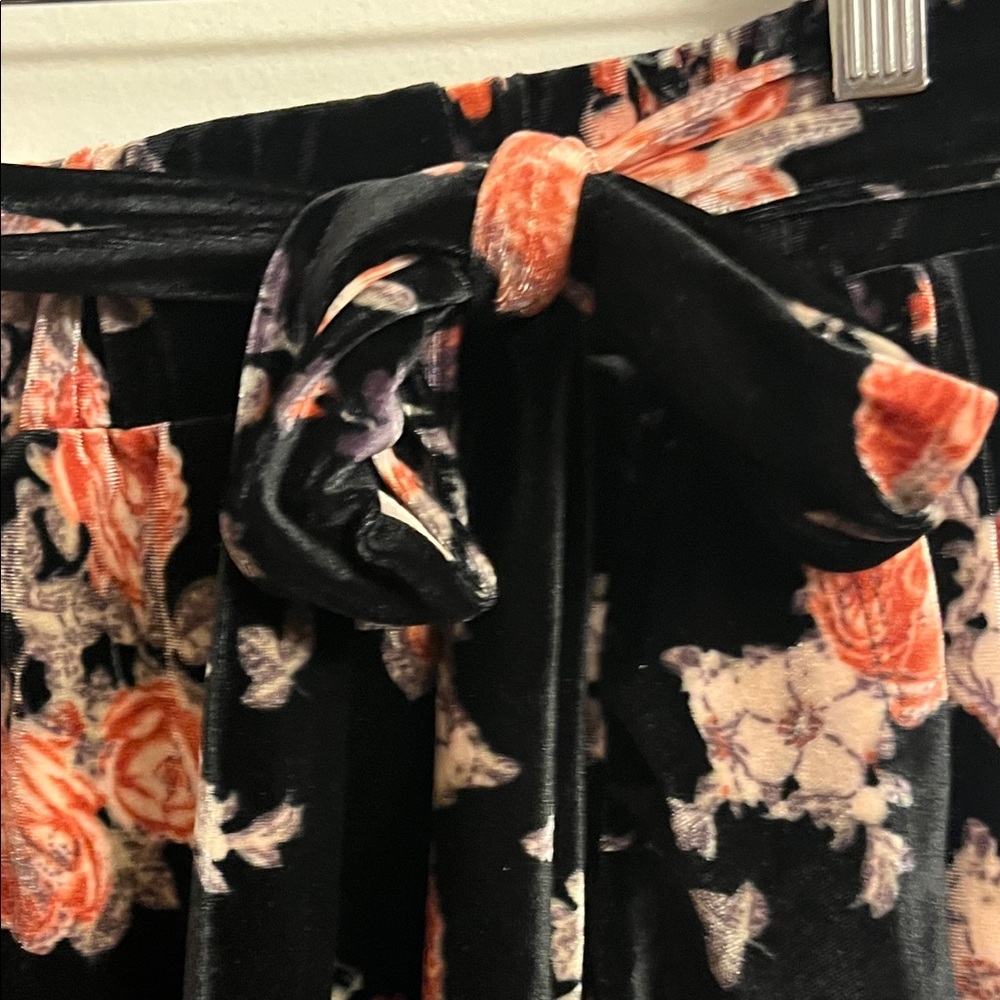 Tiered Crushed Velvet Maxi Midi Skirt XL Dark Floral Whimsigoth - Picture 4 of 7